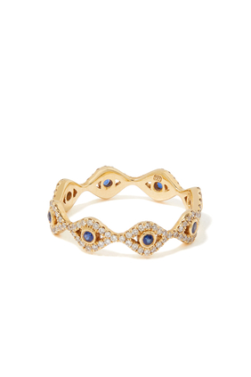 Small Evil Eye Diamond & Lapis Lazuli Eternity Ring